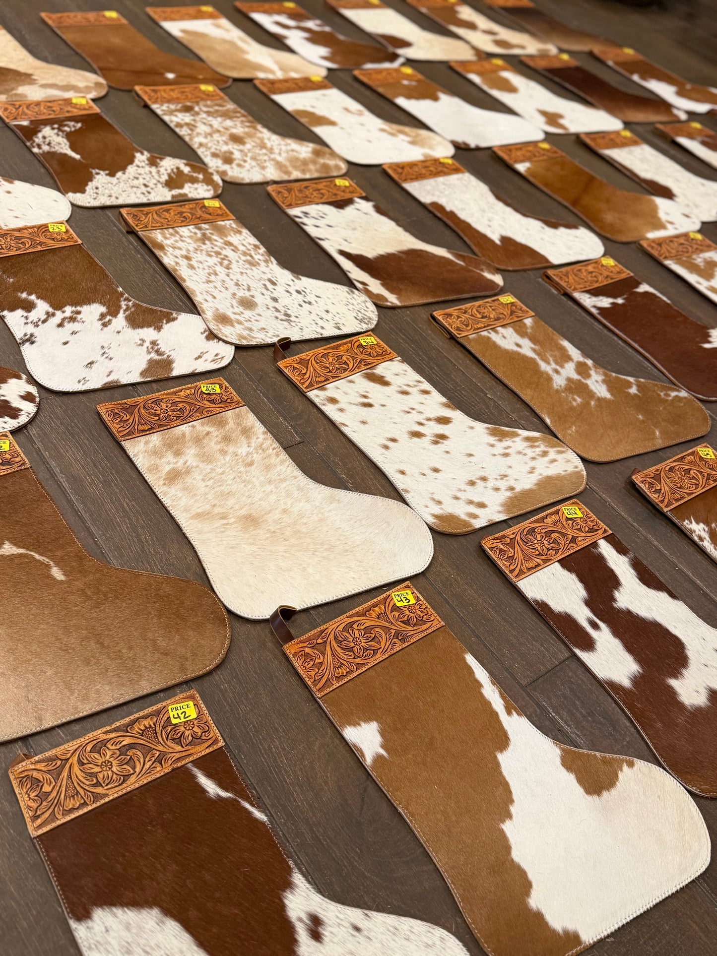 Cowhide 18” stockings! Does not include engraving. Read description