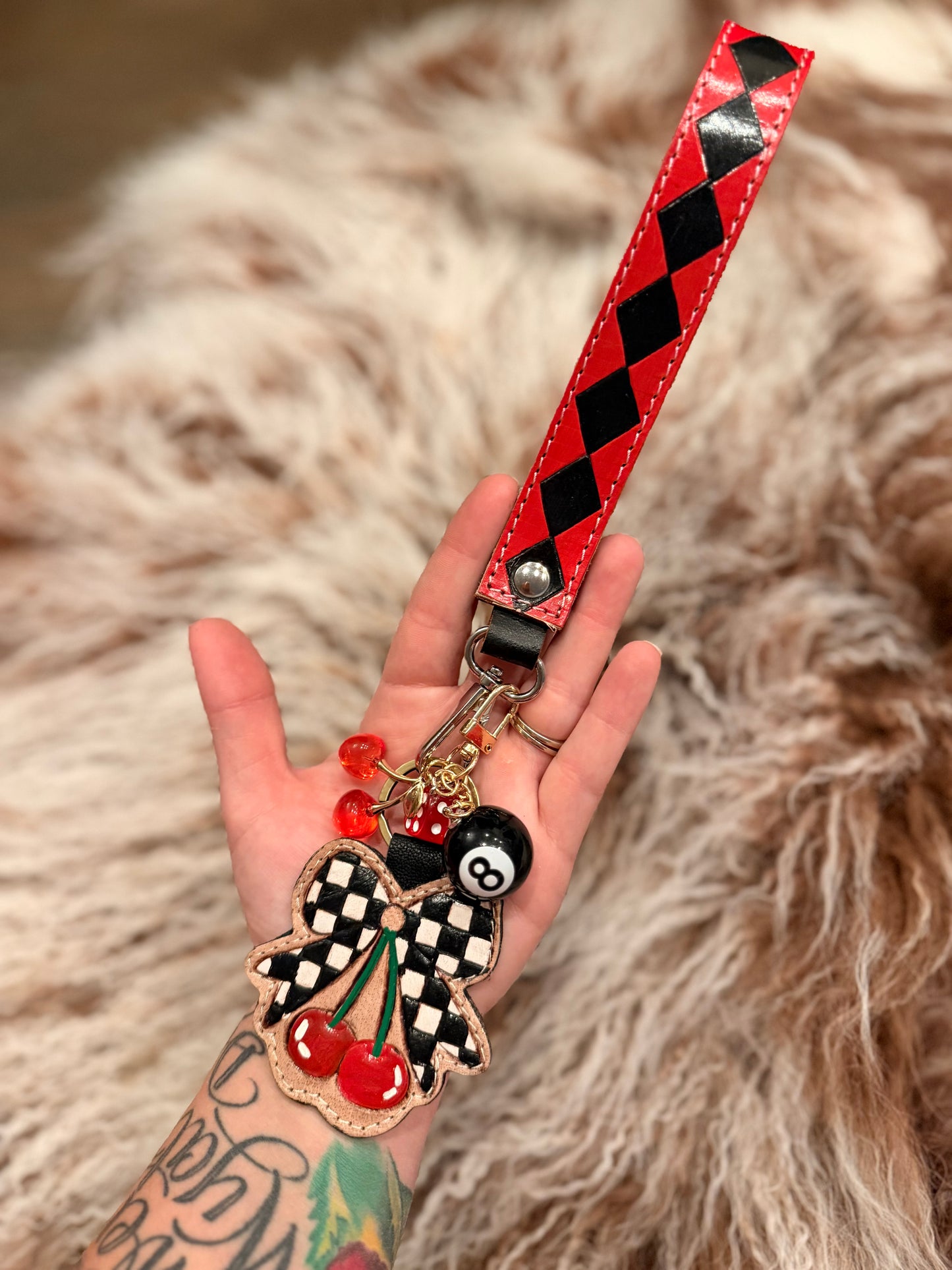 Wristlet checker keychains