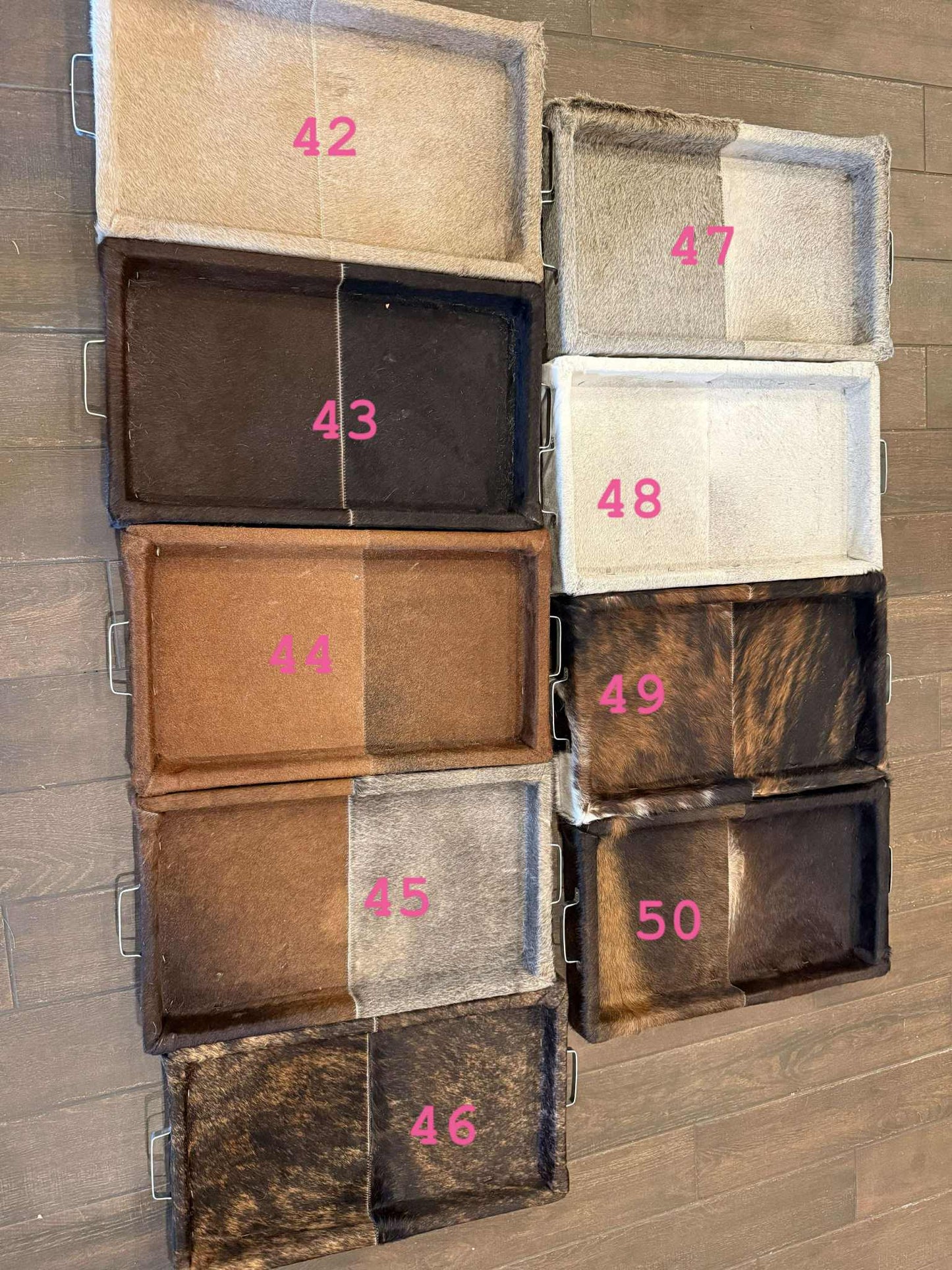 Large cowhide serving tray