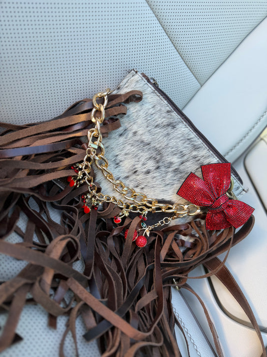 “Fringed Cherry” crossbody