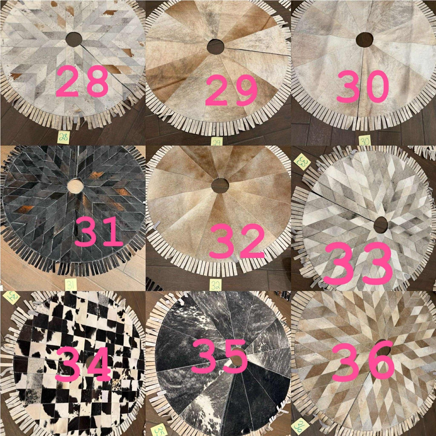 53” cowhide tree skirt - fringe
