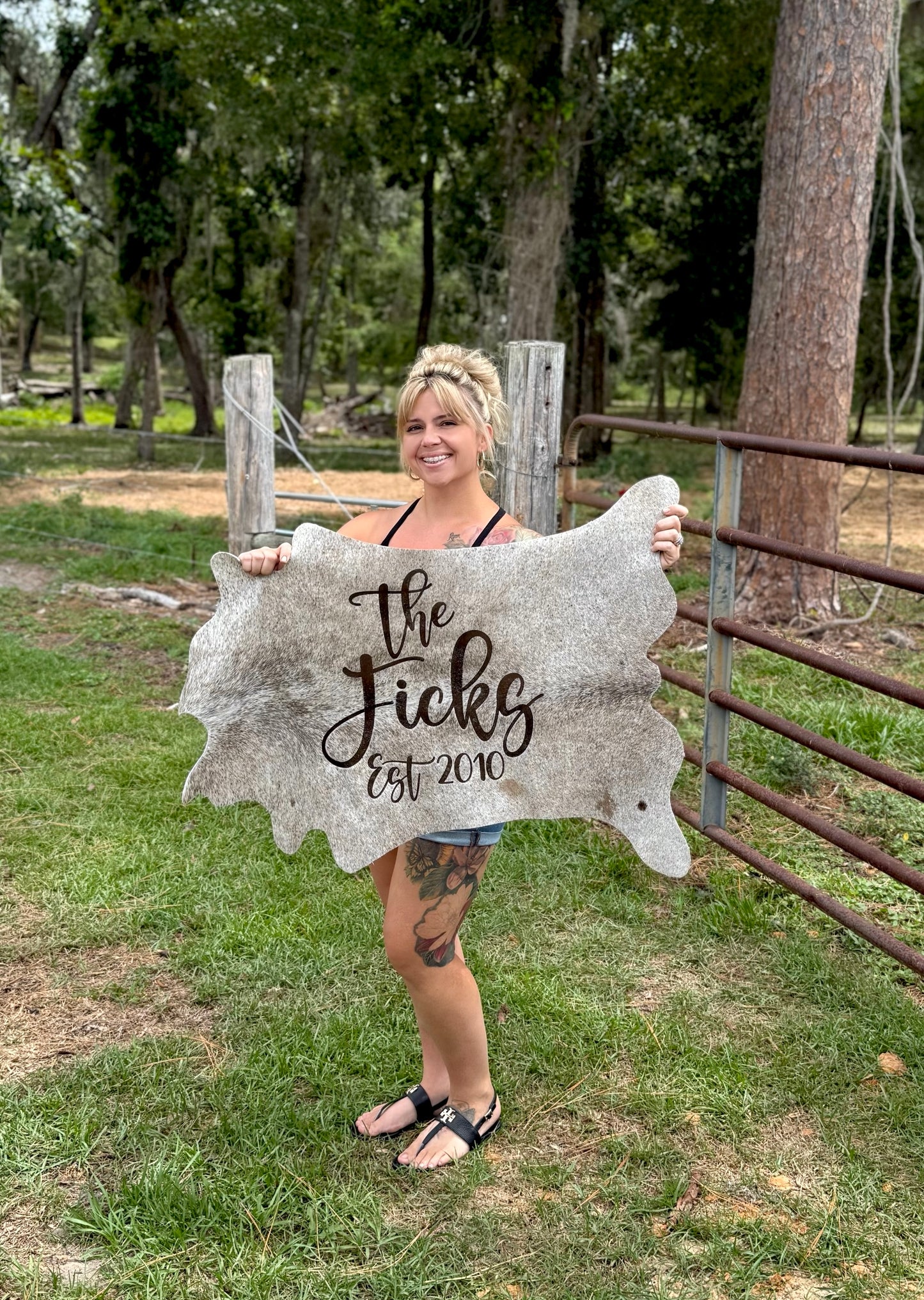 Engraved calf hide! Buy now message me to pick out hide