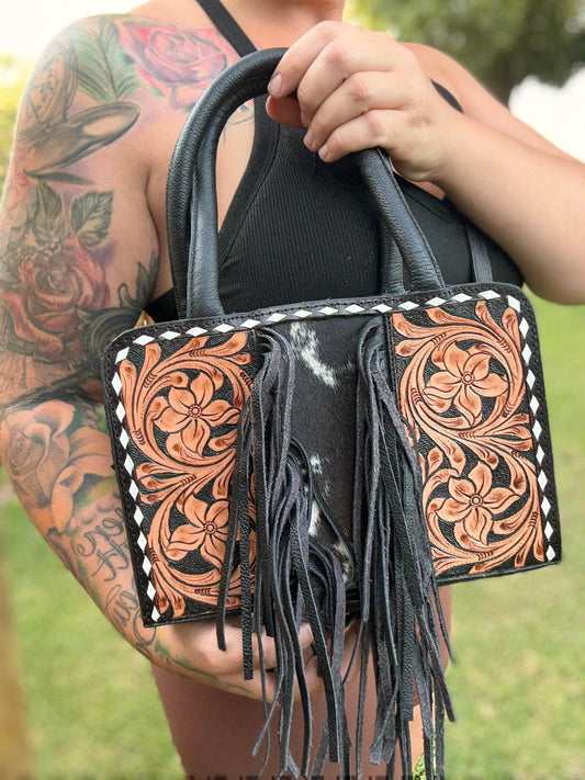 Cutest tooled leather cowhide purse
