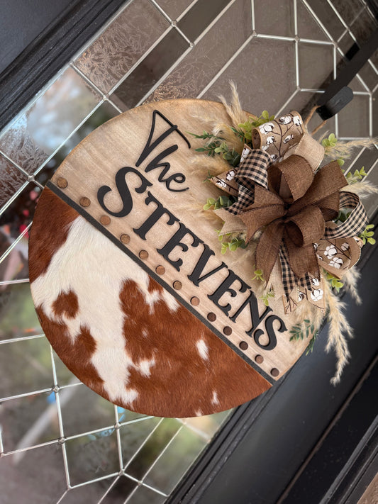 18” cowhide door hanger