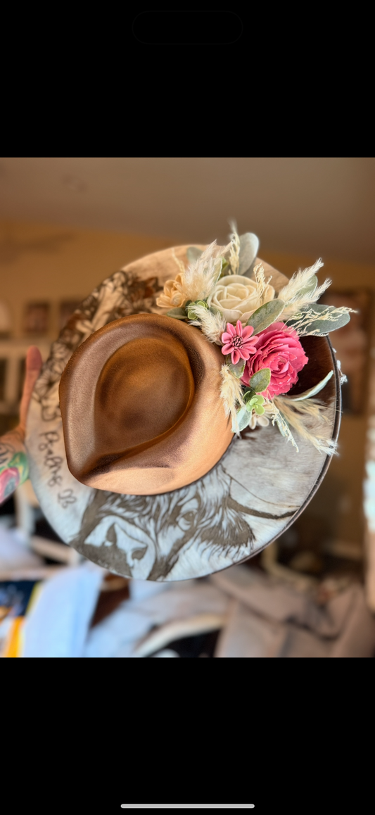 Pink floral highland hat