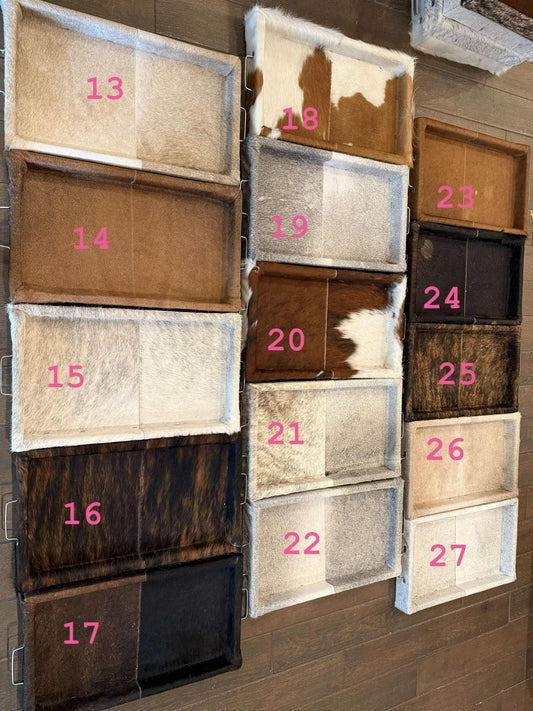 Large cowhide serving tray