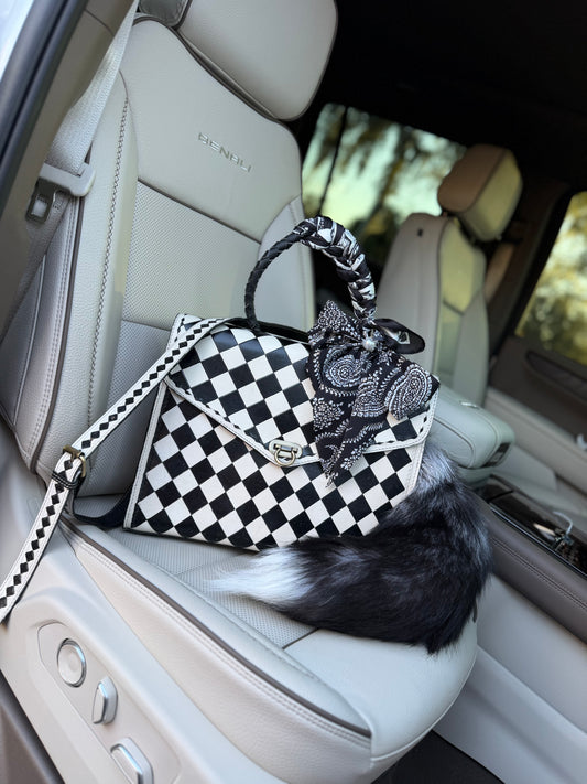 “Fancy Checks” Checker Tote bag 14”x12”x5.5”