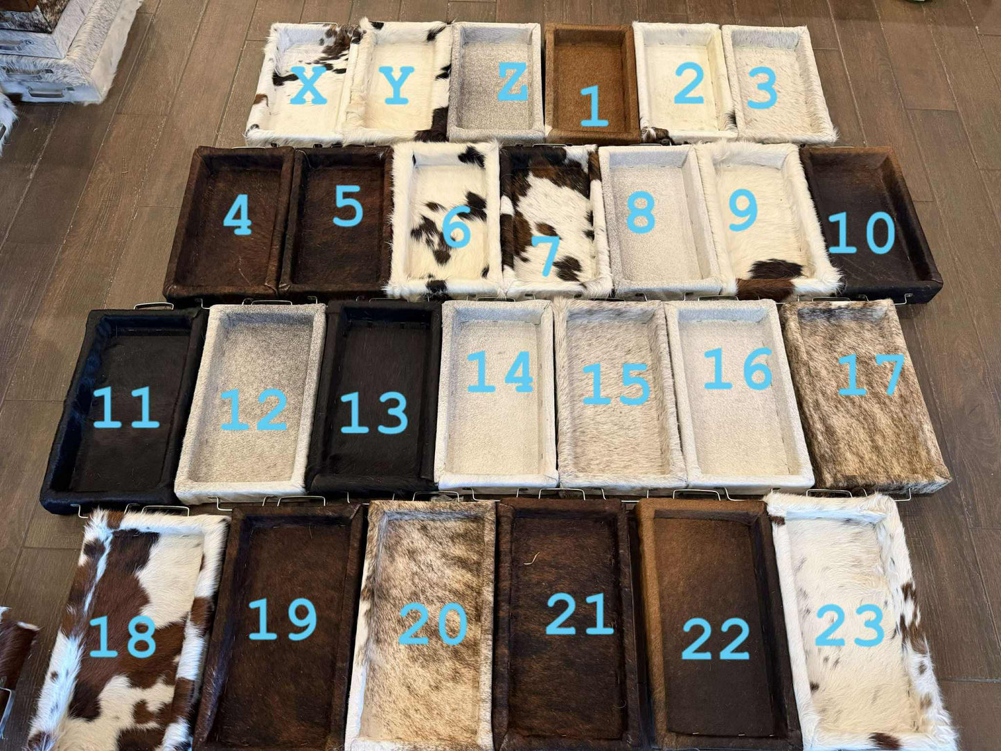 Medium cowhide serving trays