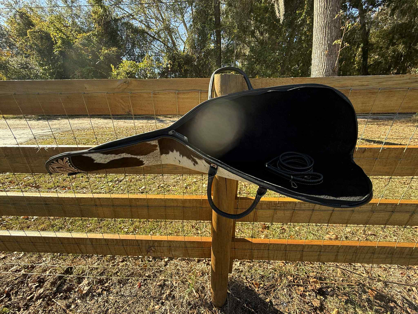Tooled leather rifle case