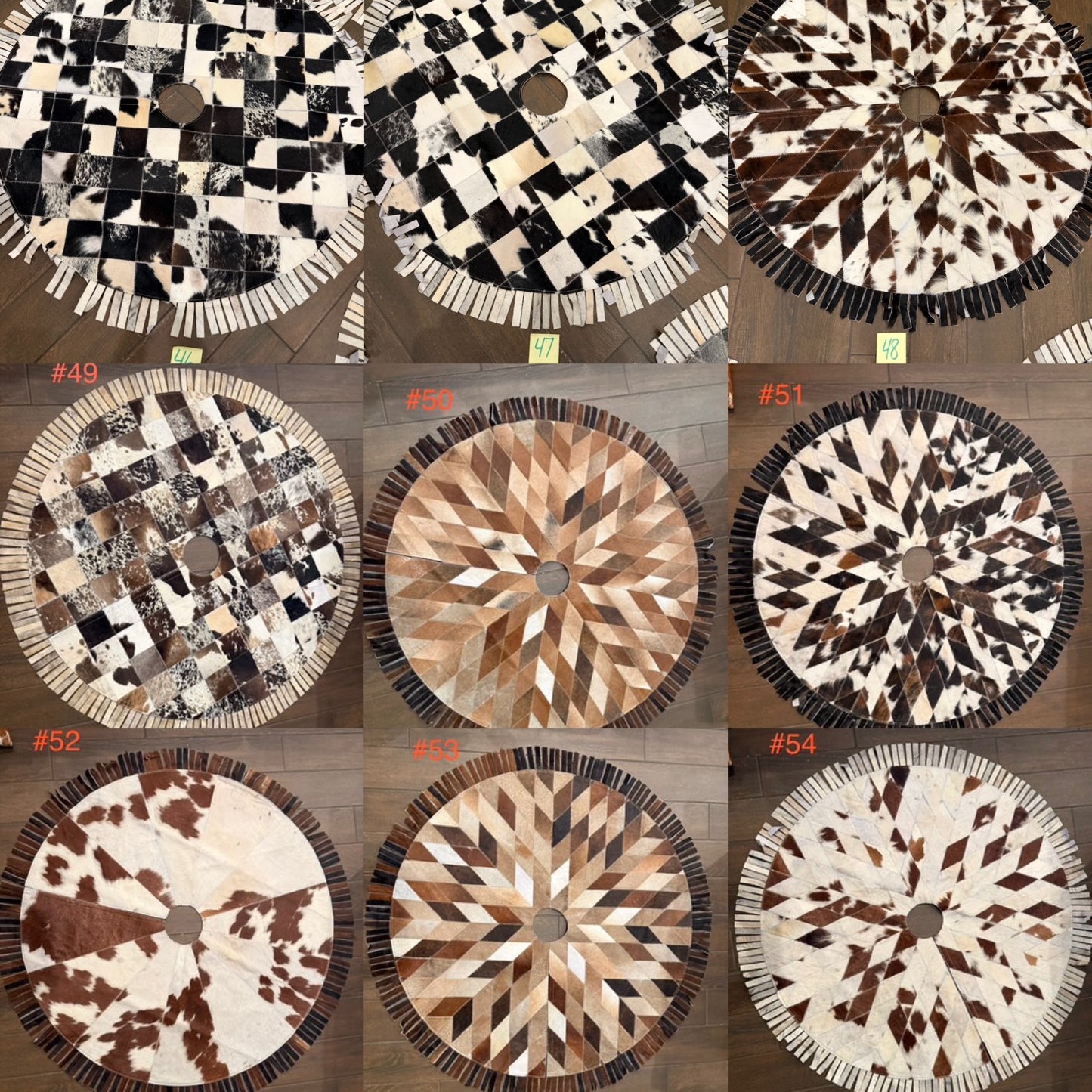 53” cowhide tree skirt - Fringe