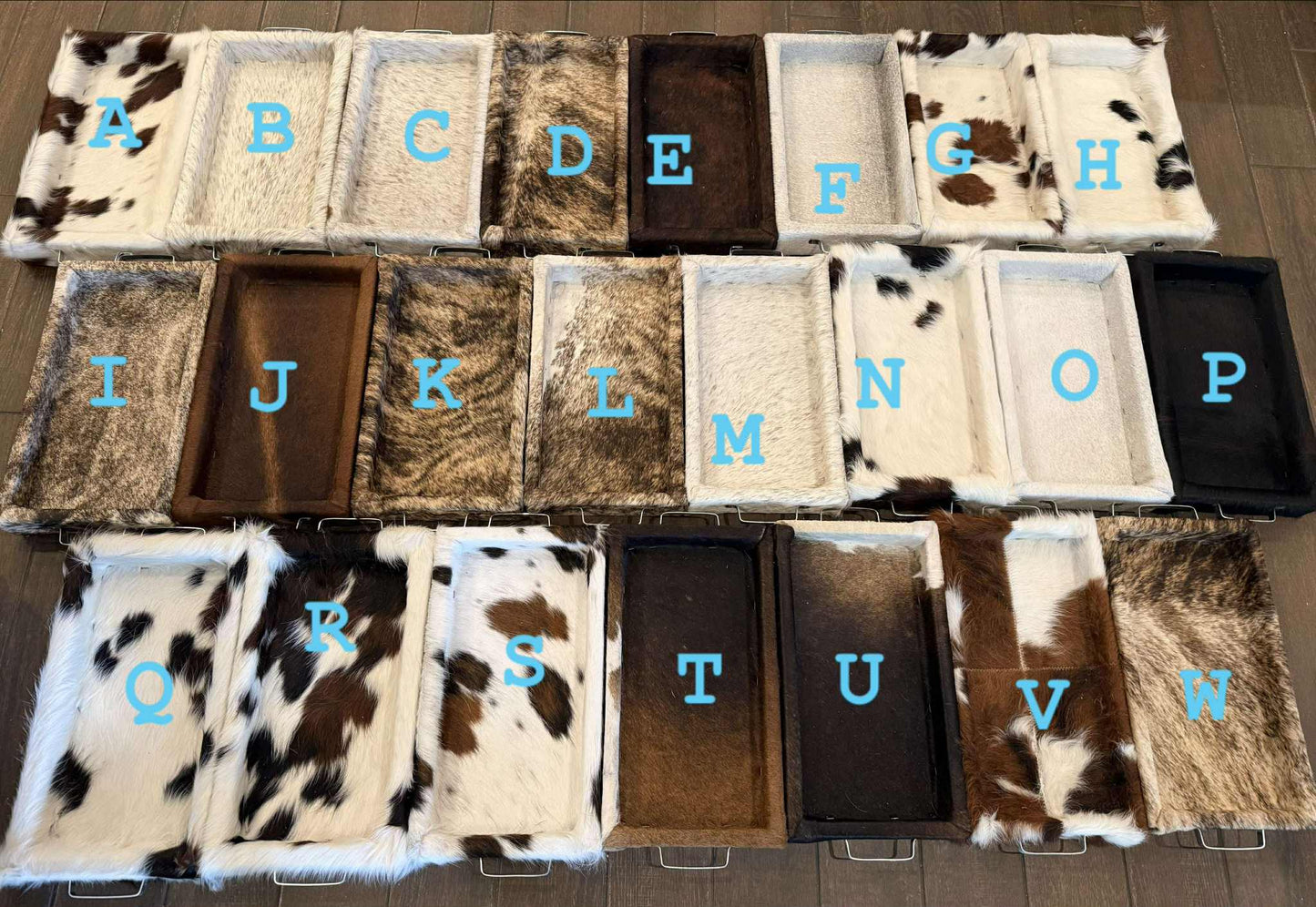 Medium cowhide serving trays