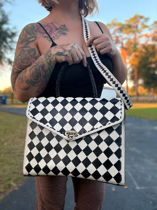 Checker Tote bag 14”x12”x5.5”