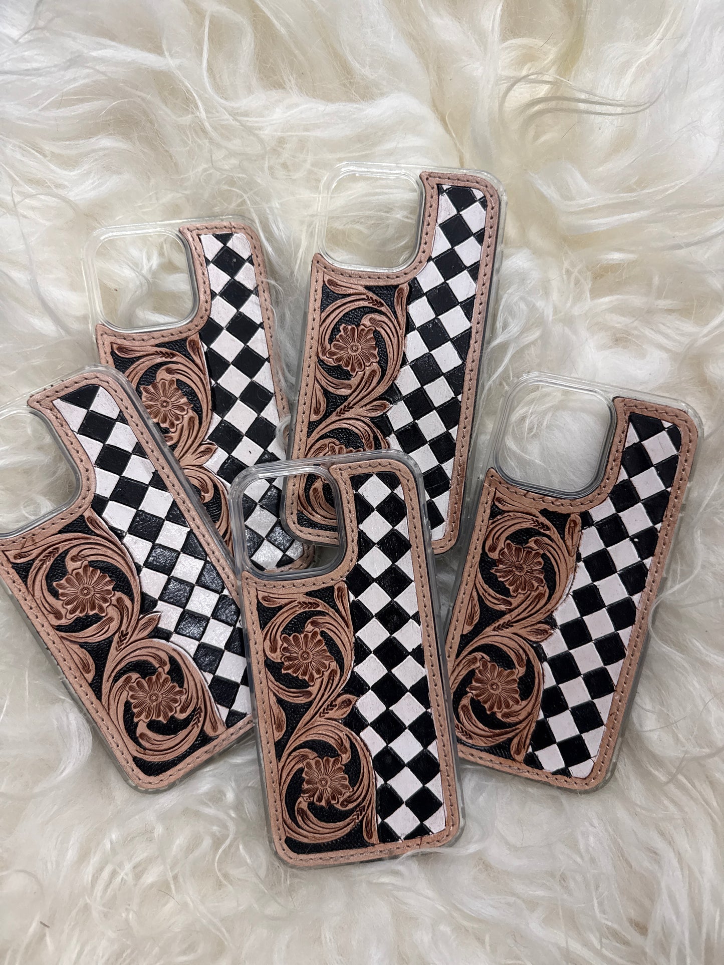 iPhone 16 PRO MAX phone case tooled leather