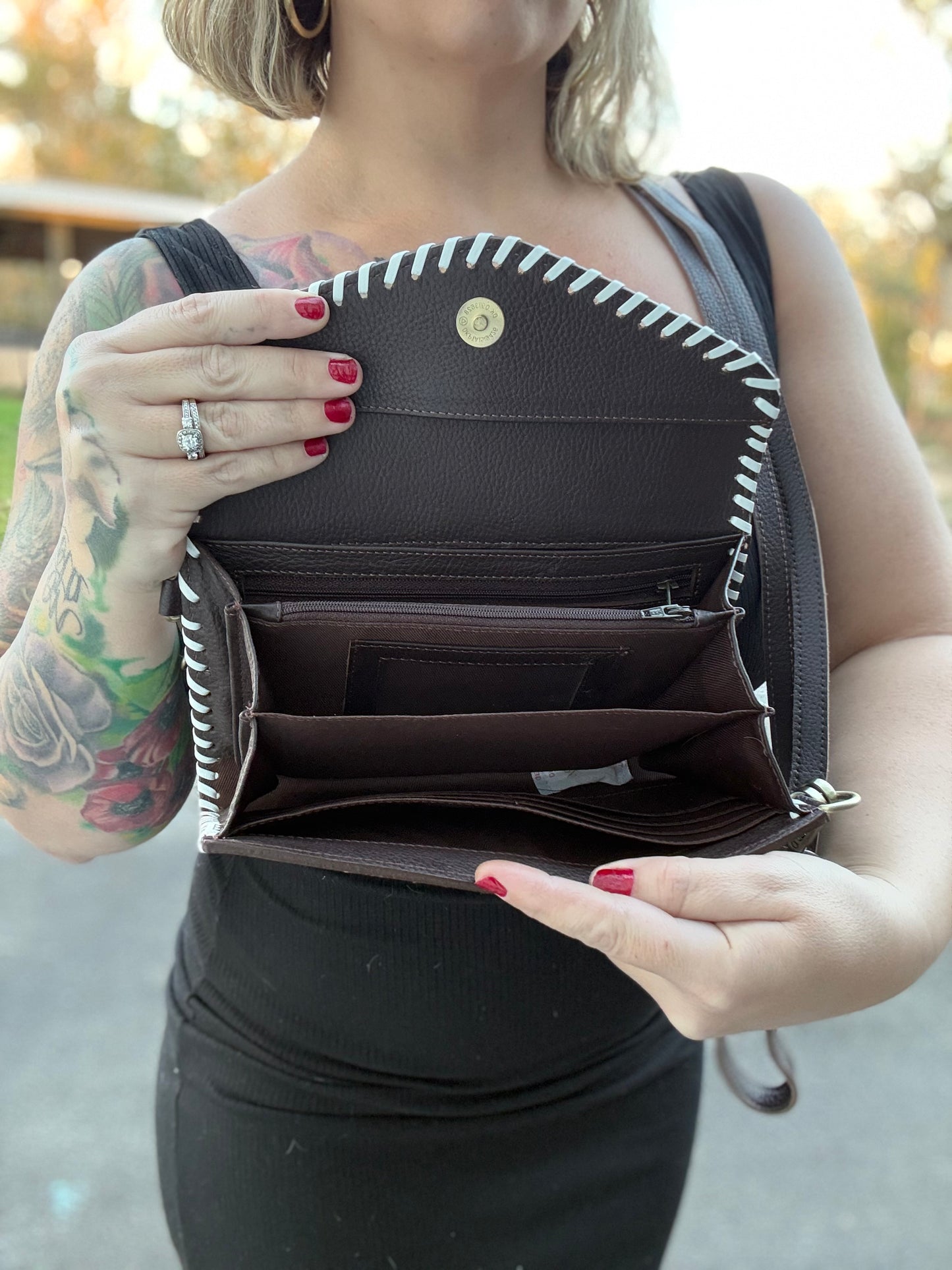 Teal Checker print cross body