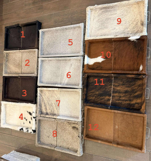 Large cowhide serving tray