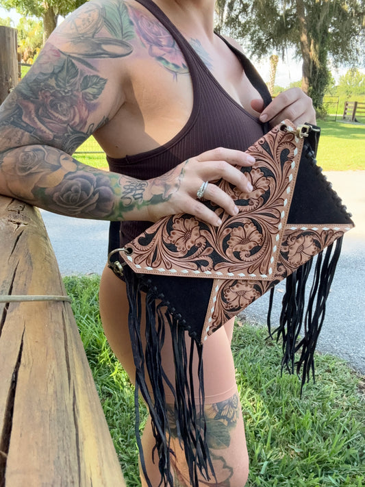 Envelope purse tooled leather