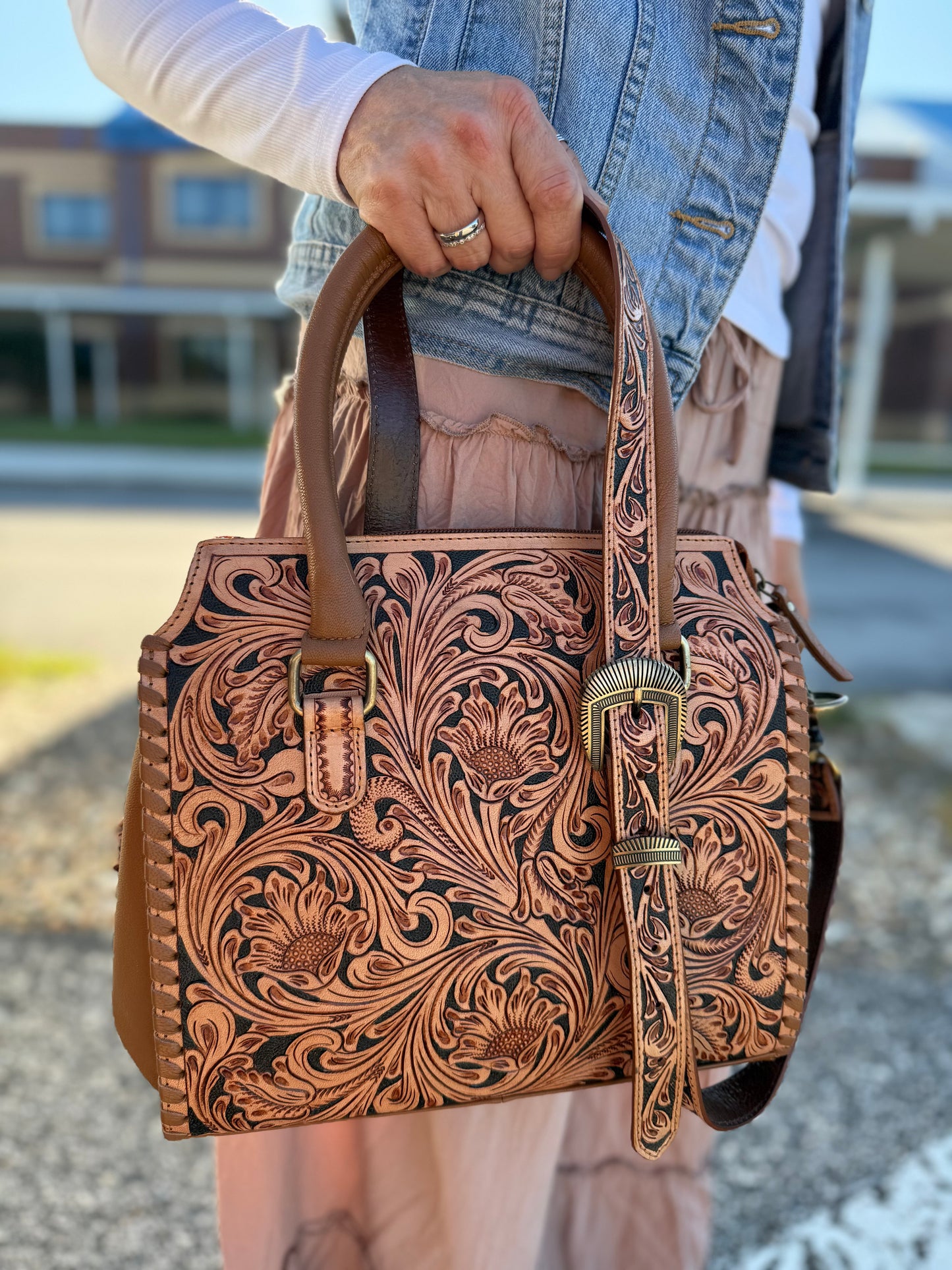Brown/black - tooled leather Speedy bag