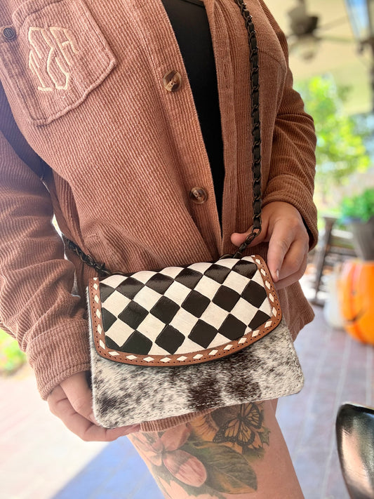 Checker small tooled purse