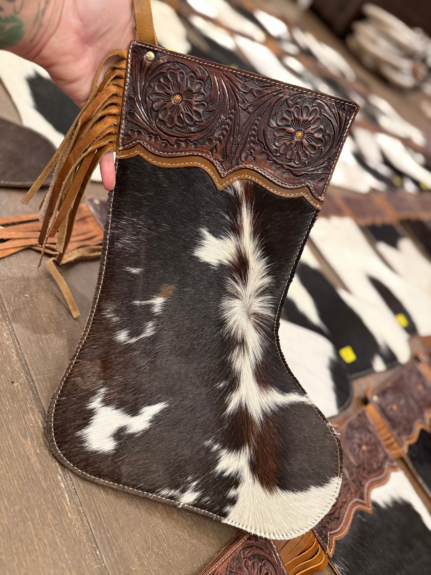 Cowhide 18” stockings! Does not include engraving. Read description