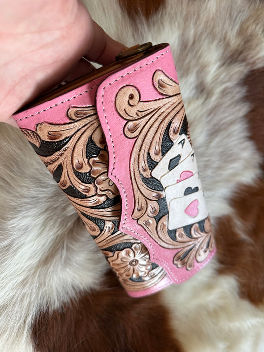 Pink casino wallet wristlet