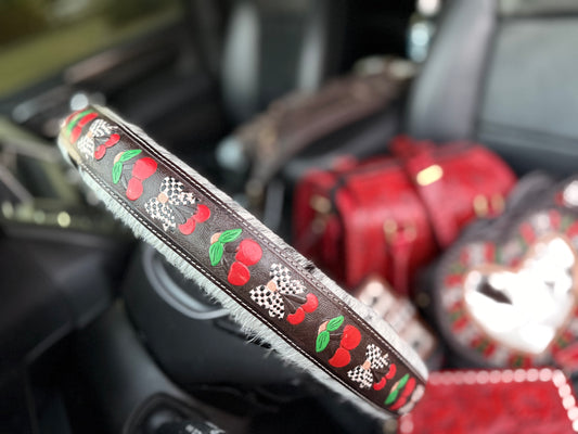 15.5 “ tooled leather cowhide steering wheel cover read description before purchase