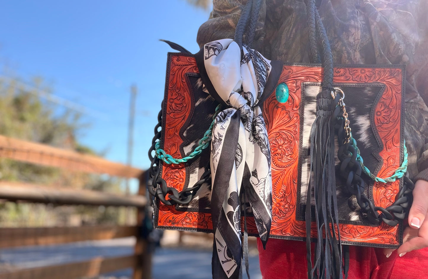 "Black Mesa Belle" - classy/tooled leather tote