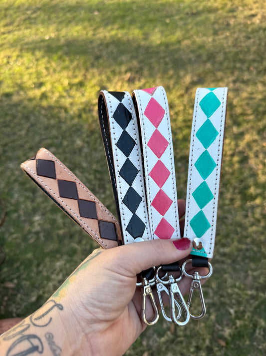 Pick your color Checker wristlet keychain