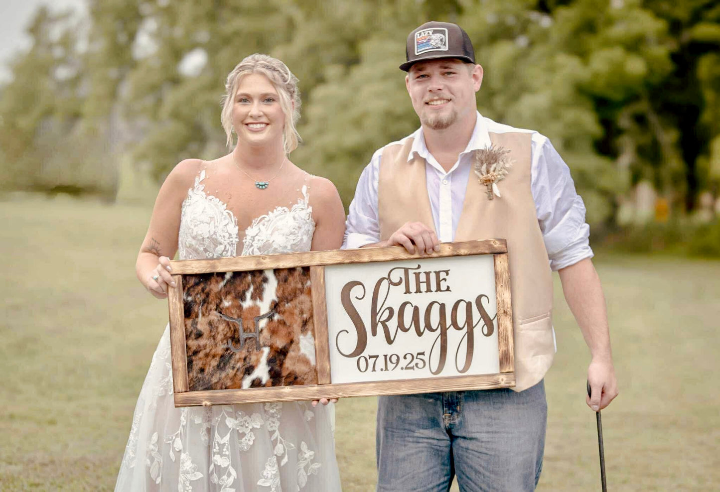 Branding cowhide sign