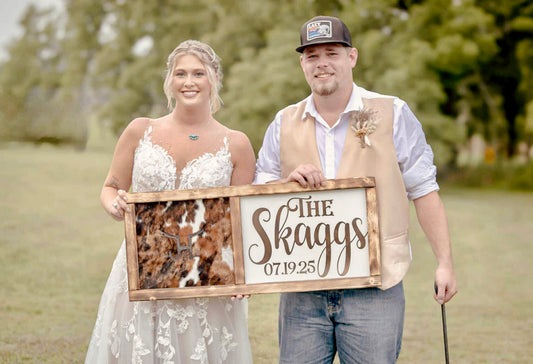 Branding cowhide sign