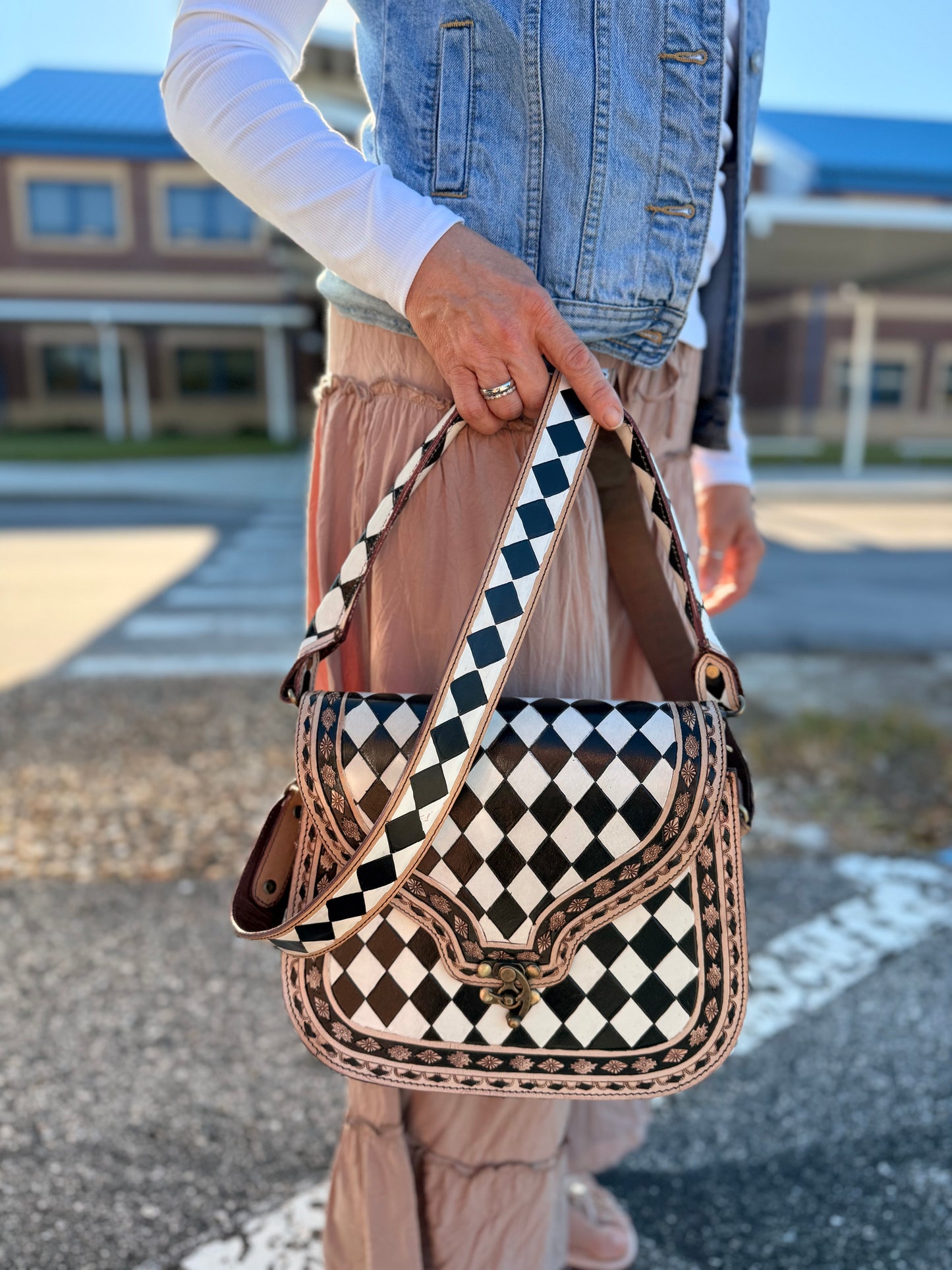 Checker purse and wallet set