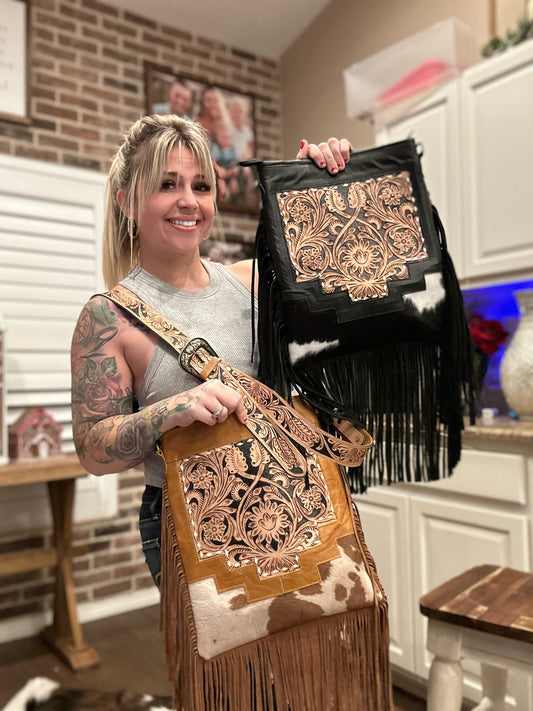 Large cowhide crossbody