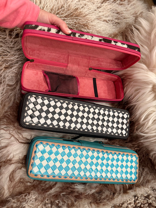 Checker tooled leather hot case