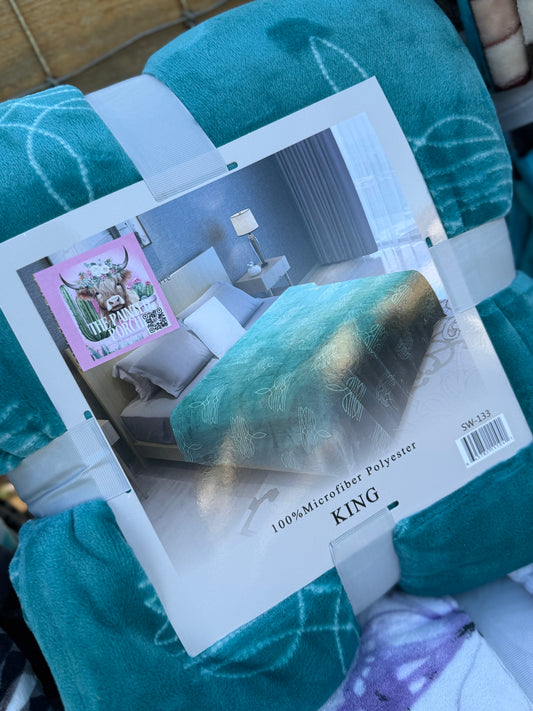 Blue boot stitch blanket king