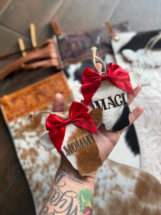 4” cowhide ornament - READ DISCRIPTION