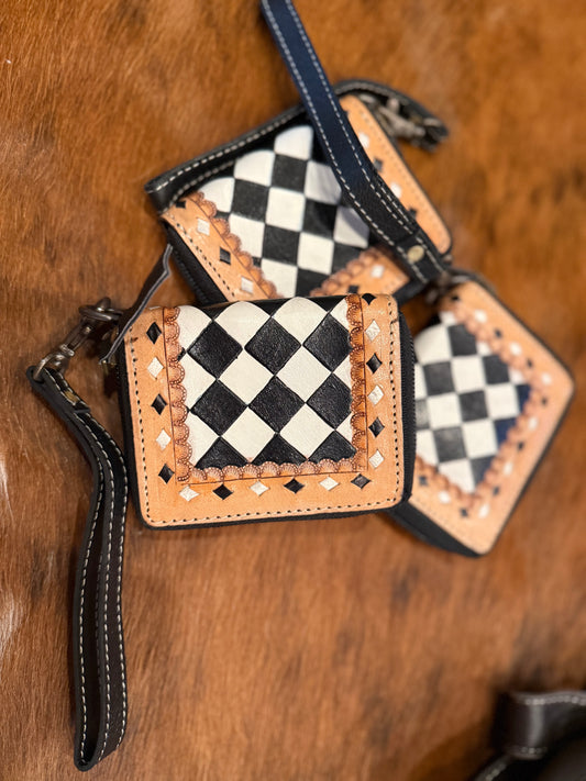 Checker wallet wristlet