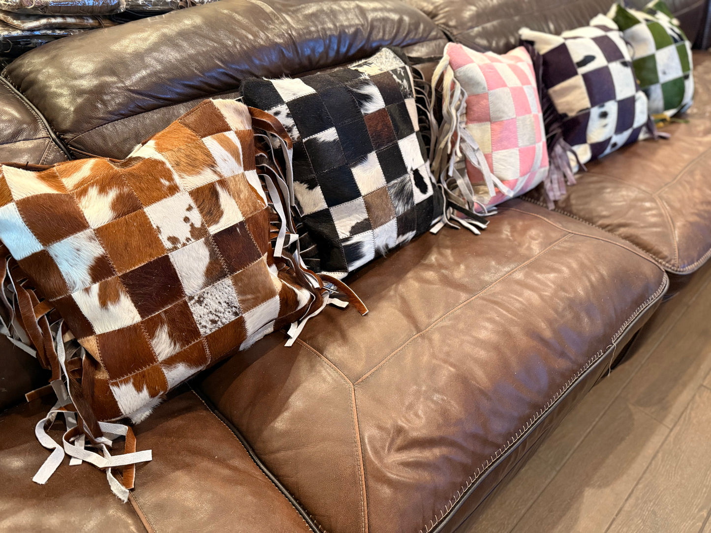 1 Fringe cowhide pillow case 18.5”