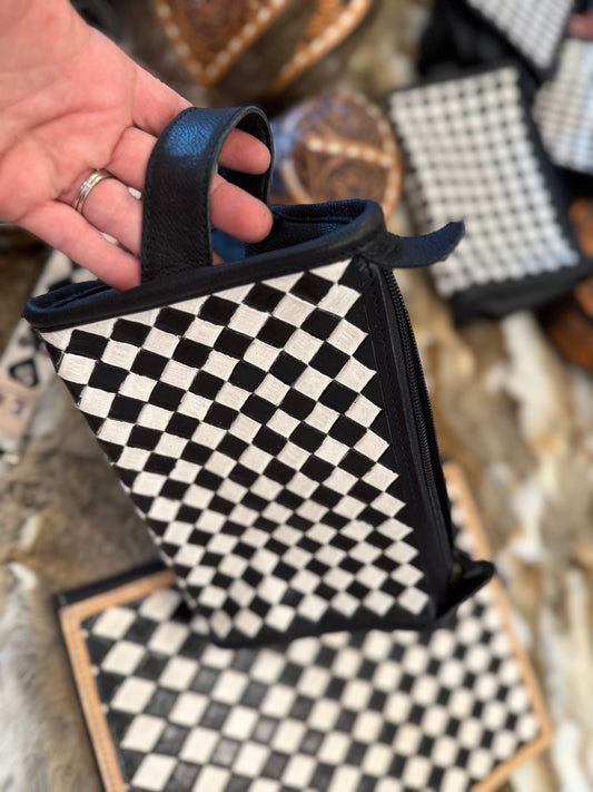 Checker makeup bag