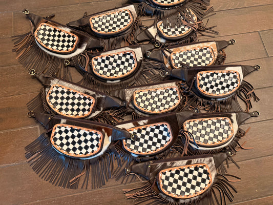 Checker print bum bag