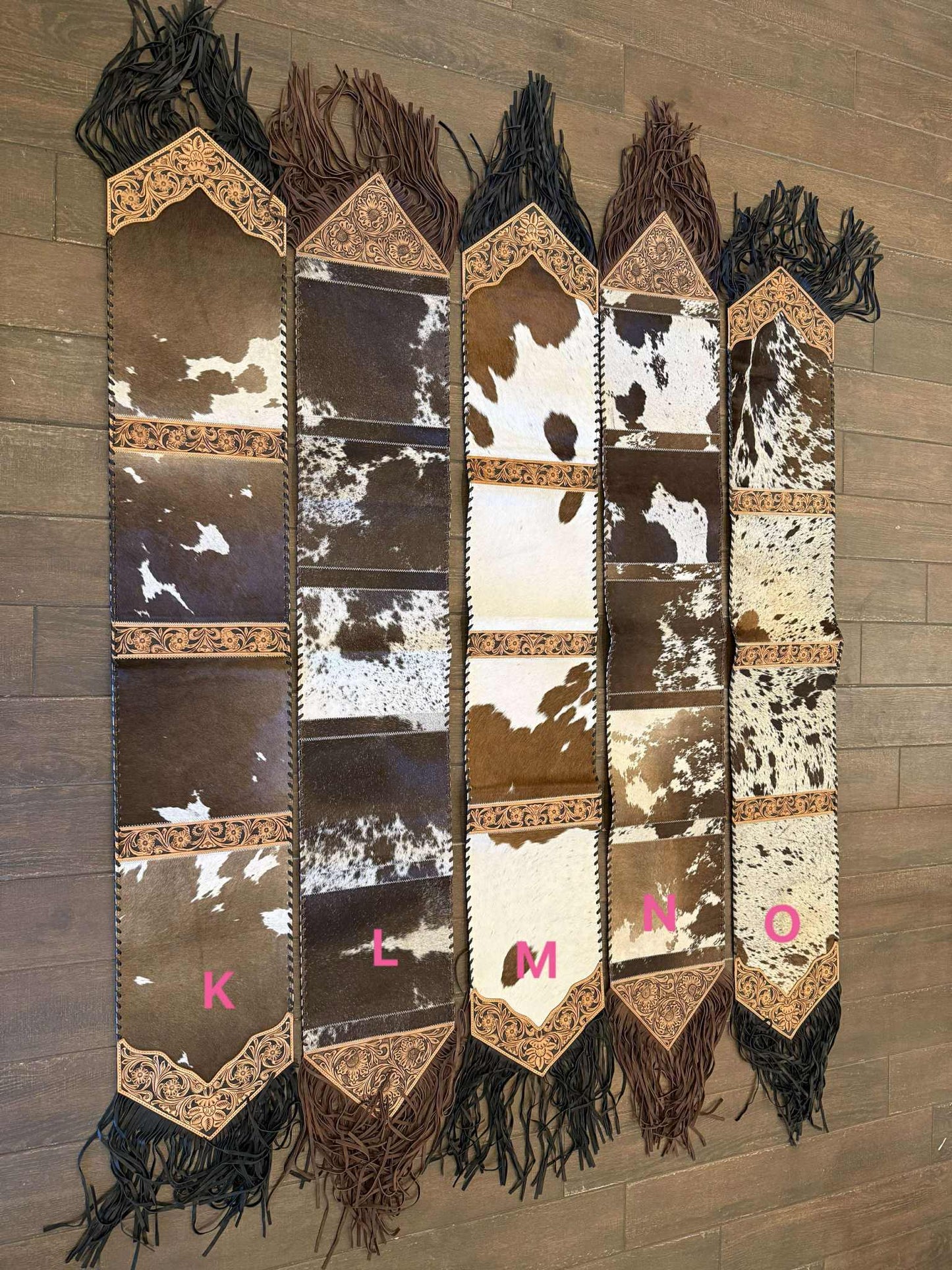 6ft fringe cowhide and tooled leather runners