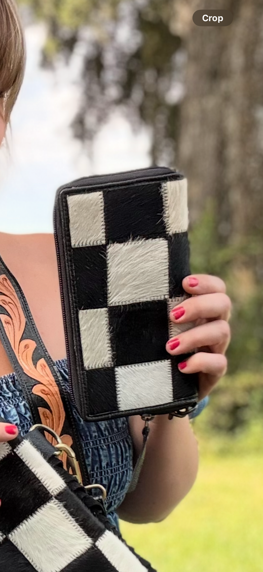 Checker cowhide wallet
