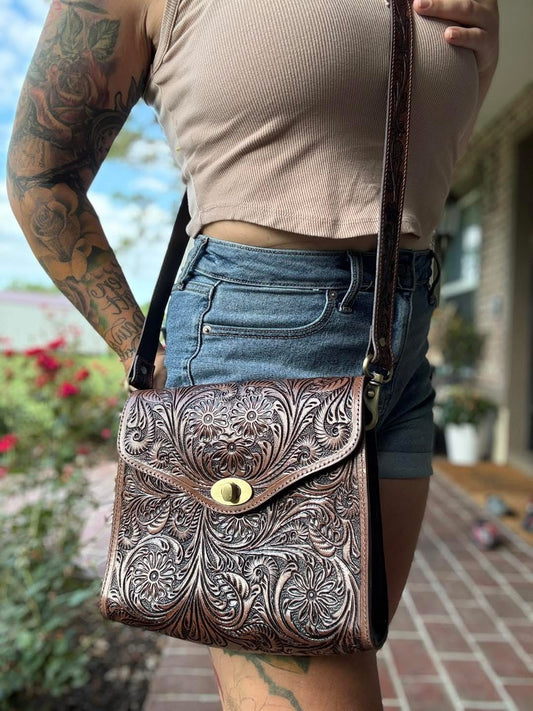 Tooled leather purse