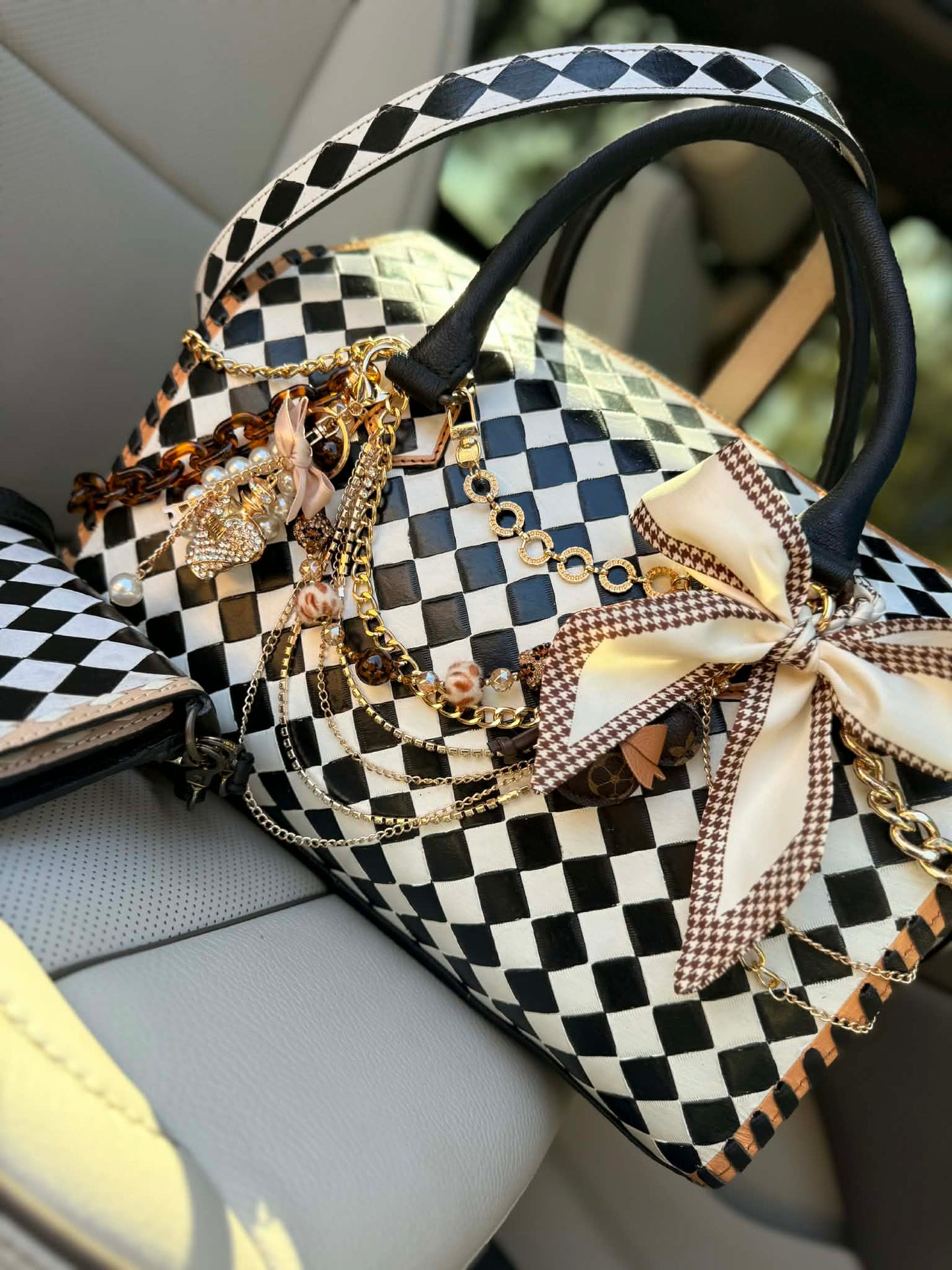 "Uptown Girl" - checker tooled leather speedy Duffle