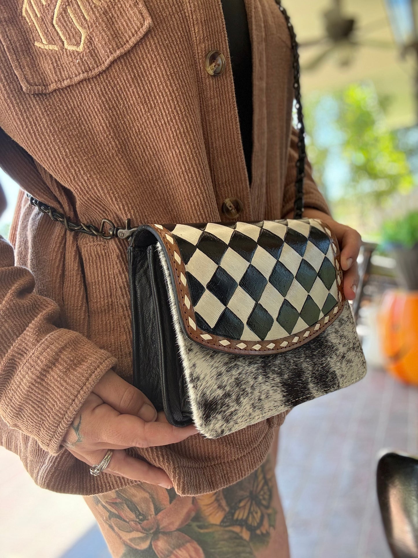 Checker small tooled purse