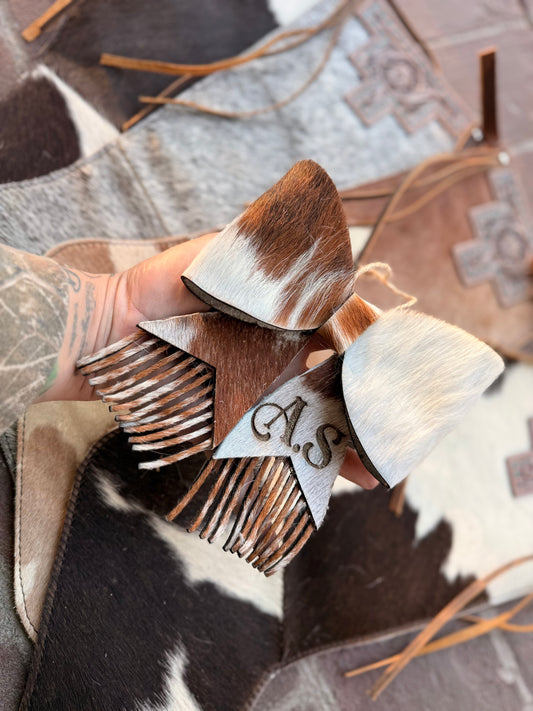 FRINGE Large cowhide bow ornament - free engraving