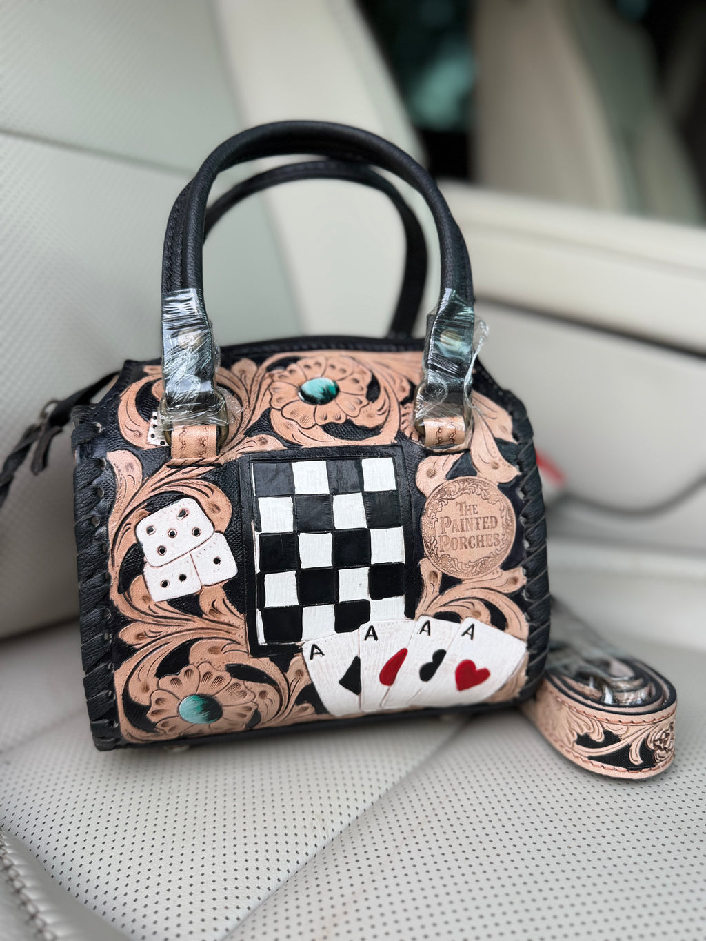 “Royal Flush” tooled leather speedy (mini)