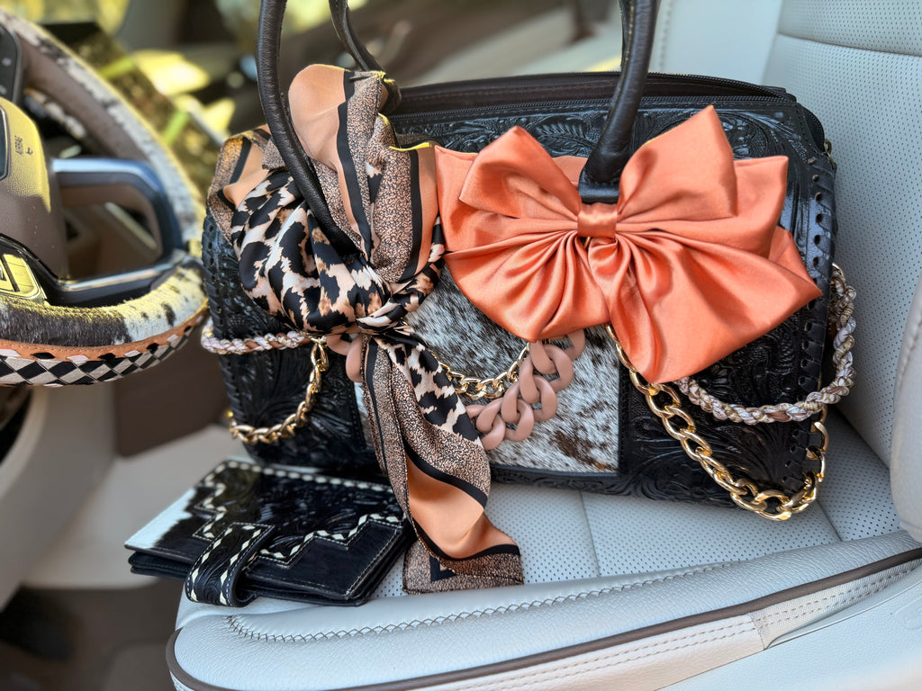 “Wild Silk Darling”-black tooled leather speedy (Duffle) with wallet