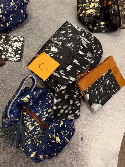 4 piece acid wash cowhide set