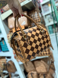 Peanut butter checker tooled leather speedy (M)