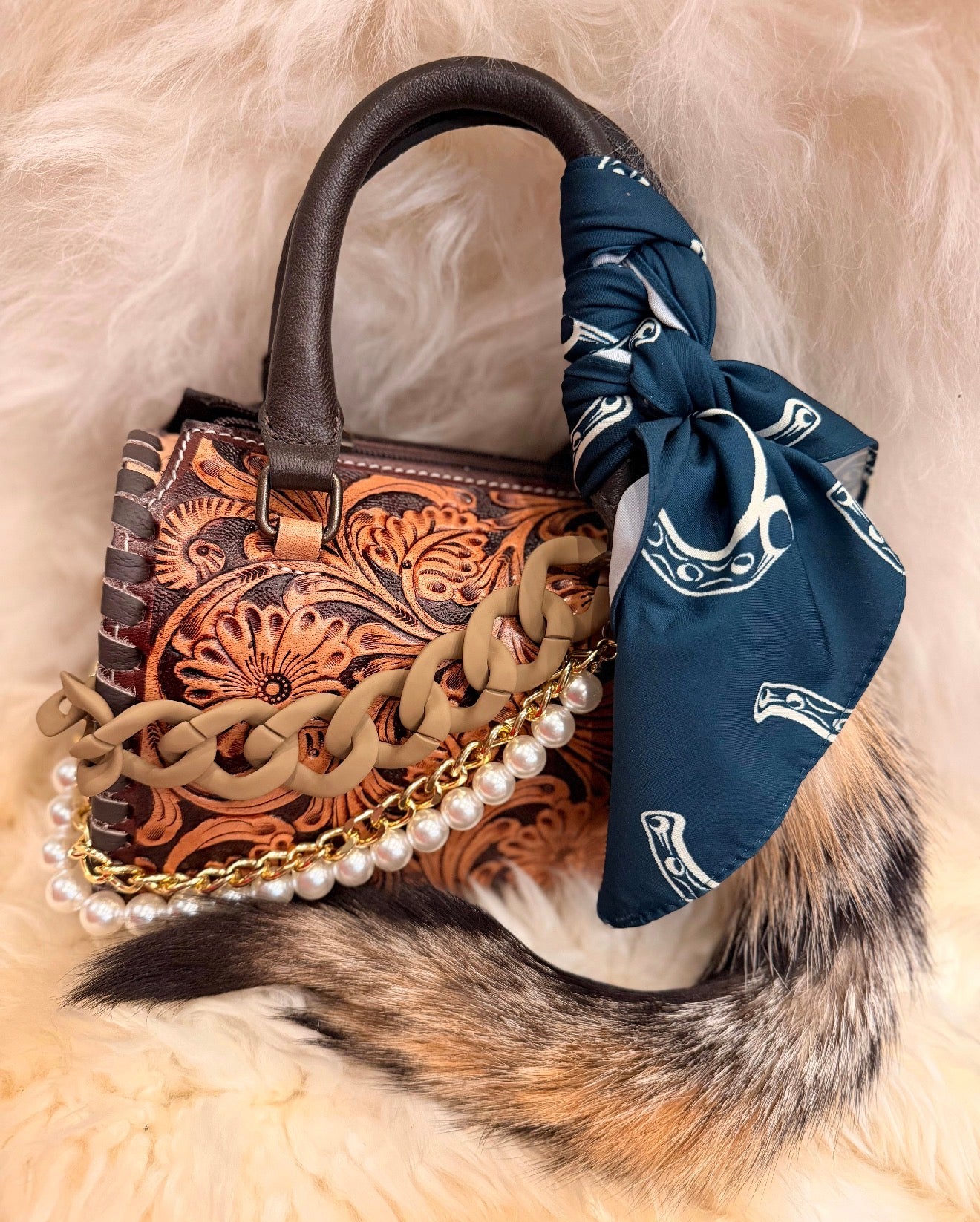 “The foxy lady" - brown tooled leather speedy (mini)