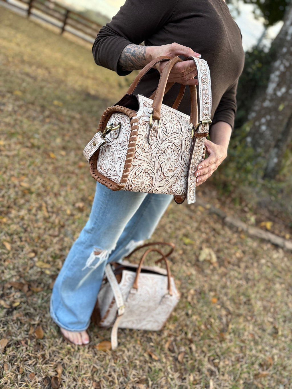 White tooled leather speedy (M)
